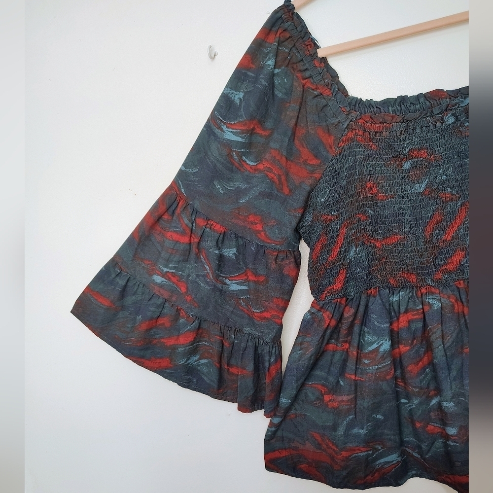 NWT Terra & Sky women's smock top, flared sleeves, cotton, plus sz 1X. - Picture 10 of 16